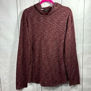 Vince Marled Burgundy Hooded Long Sleeve Top Minimalist Cozy Luxe Fall Street